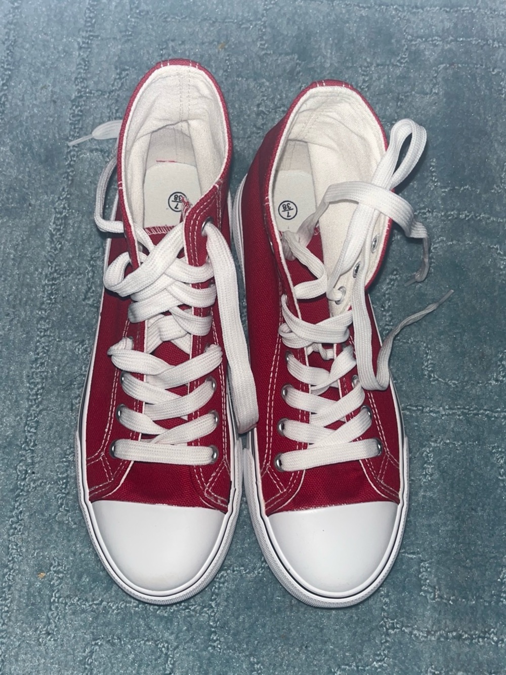 Classic Canvas High-Top Sneakers in Red - Unbranded